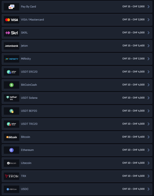 deposit methods in mafia casino